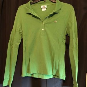 Green Lacoste 🐊 long-sleeve pique polo